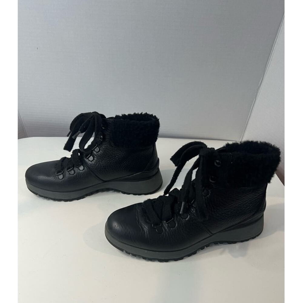 BIONICA WOMEN’s‎  BLACK LEATHER ALL WEATHER SUPPLE LACE UP ANKLE BOOTS 6.5